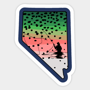 Rainbow Trout Fly Fish Nevada State Map Fly Fishing Fisherman Gifts Sticker